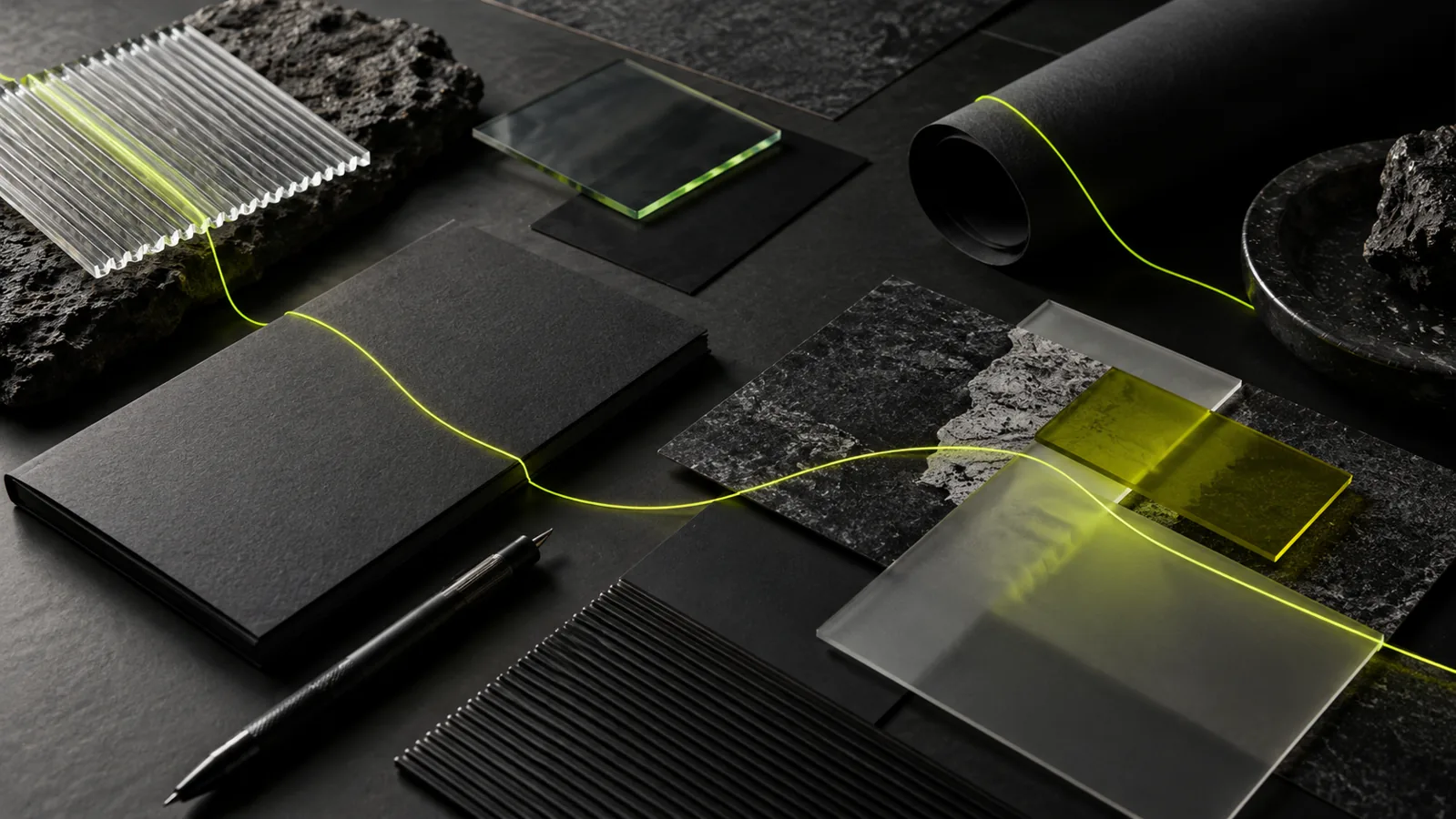 Coordinated brand material samples and planning sheets